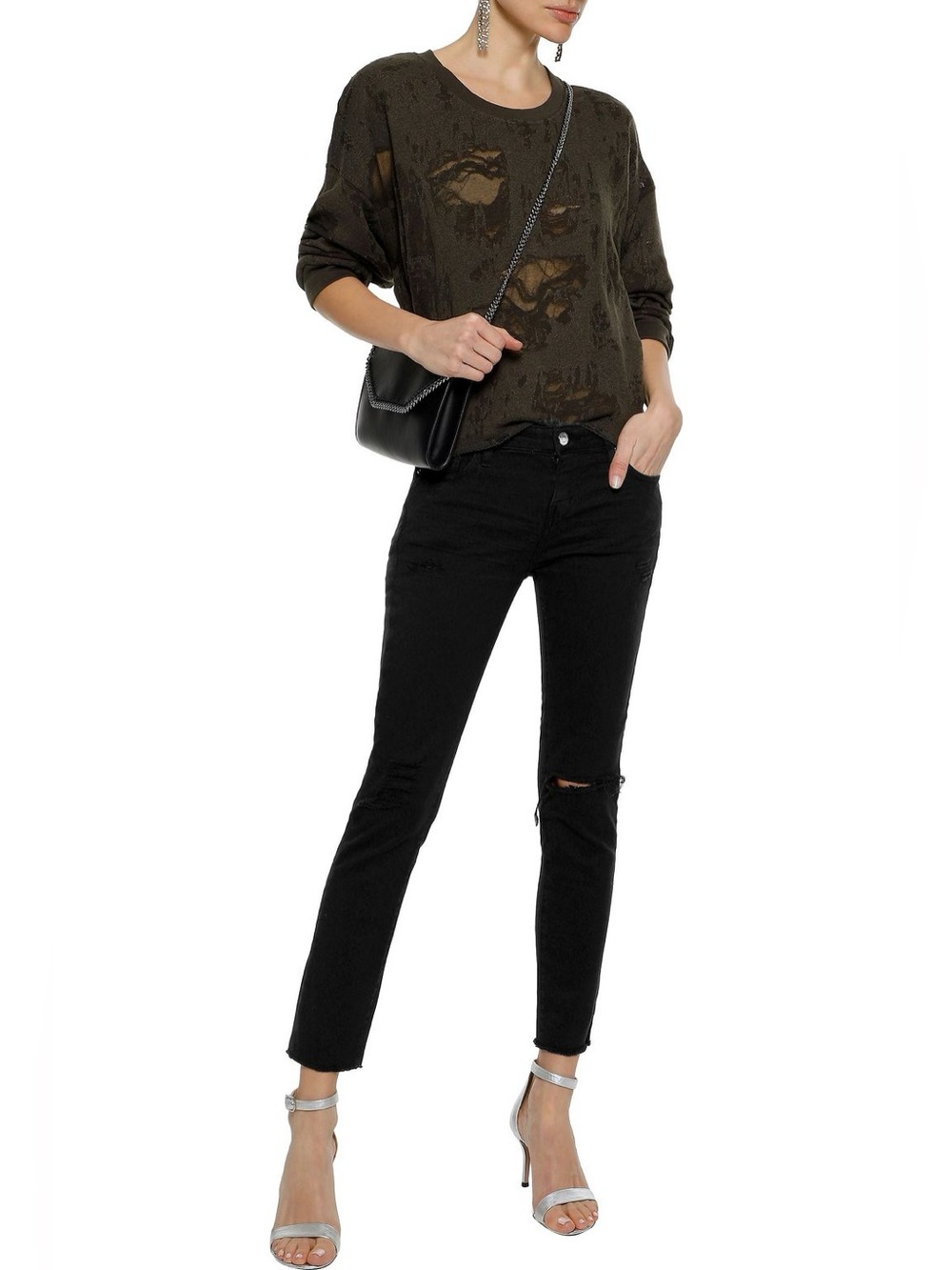 IRO Jarod cropped distressed mid-rise slim-leg jeans